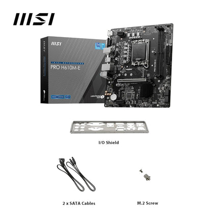 MSI PRO H610M-E Motherboard, Micro-ATX - Supports 14th/13th/12th Gen Intel Core Processors, LGA 1700 - DDR5 Memory Boost 5600MHz/MAX, PCIe 4.0 x16 Slot, M.2 Gen3 Slot - Openbox