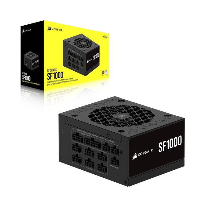 CORSAIR SF1000 (2024) Fully Modular Low Noise 80 Plus Platinum ATX Power Supply – ATX 3.0 Compliant – PCIe 5.0 Ready – SFX-to-ATX Bracket Included – Black - Openbox