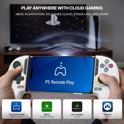 EvoFox Deck 2 Smartphone Gamepad with Hall Effect Triggers & Joysticks | Bluetooth Wireless Controller for Android, iOS, Windows, macOS & Nintendo Switch | Key Mapping, Macro Buttons, RGB Lighting - OPENBOX