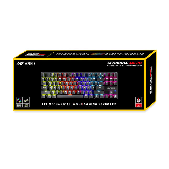 Ant Esports Scorpion MK20 Wired 75% Mechanical Gaming Keyboard, 87 Keys Compact TKL Wired Linear Red Switches Detachable USB RGB Backlight Keyboard - OPENBOX