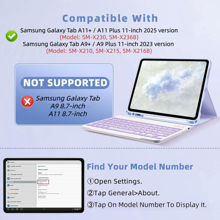 typecase Keyboard Case for Samsung Galaxy Tab A11+ / A11 Plus 2025 (11 Inch) & A9+/ A9 Plus 2023 (11 inch) with Touch Trackpad, Multi Viewing Angle, Wireless Detachable Folio KB Cover & S Pen Holder - OPENBOX