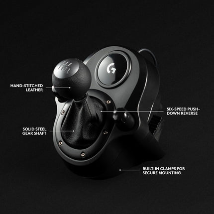 Logitech G Driving Force Racing Wheels Shifter for G29, G920 & G923, 6 Speed, Push Down Reverse Gear, Steel and Leather Construction - Black - OPENBOX
