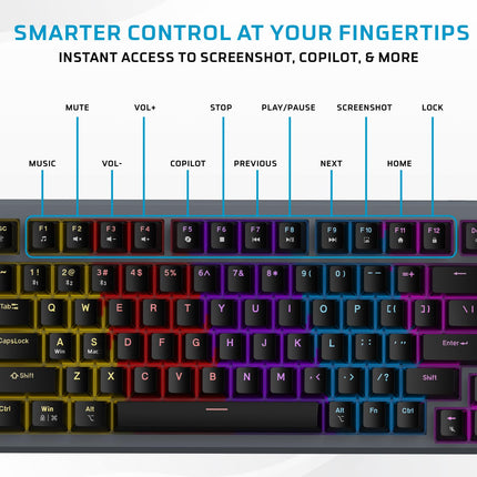 EvoFox Katana X2 TKL Gaming Mechanical Keyboards Wireless –Tri-Mode (BT/2.4G/Wired), Silent Red Switches, 1000Hz Polling Rate, Vivid and Dynamic Backlighting, 4000mAh Battery,Volume Knob (Black) - OPENBOX