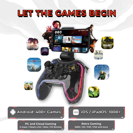 EvoFox One Universal Bluetooth Gaming Controller For PC, iOS, Android & PS4 - Openbox