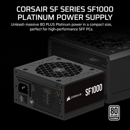 CORSAIR SF1000 (2024) Fully Modular Low Noise 80 Plus Platinum ATX Power Supply – ATX 3.0 Compliant – PCIe 5.0 Ready – SFX-to-ATX Bracket Included – Black - Openbox