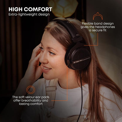 beyerdynamic DT 990 PRO Over Ear Wired Studio Headphones (Black)