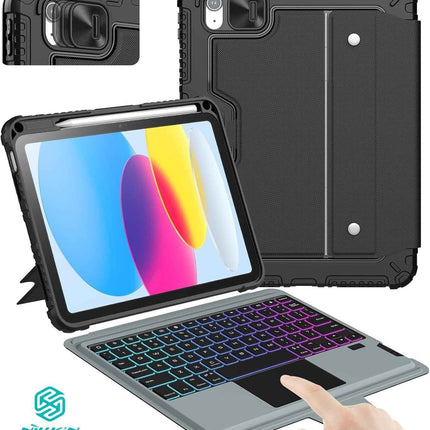 Nilllkin Bumper Combo Backlit Keyboard Case Type Case for Apple iPad 10th gen & 11th Gen 11"(A16)(2025) [Magnetic Detachable] Keyboard Protective Case with Multi-Touch Trackpad & Wireless Pencil Holder - New Sealed Pack