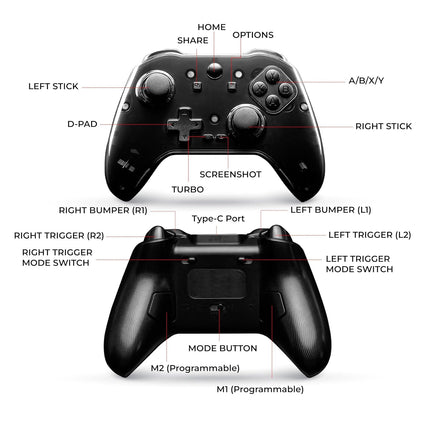 NiTHO PRO ONE Wireless Gaming Controller for PC, Switch, Android & iOS | Gaming Gamepad with Hall Effect Stick & Trigger, Turbo, Vibration, 6-Axis Sensor- Openbox