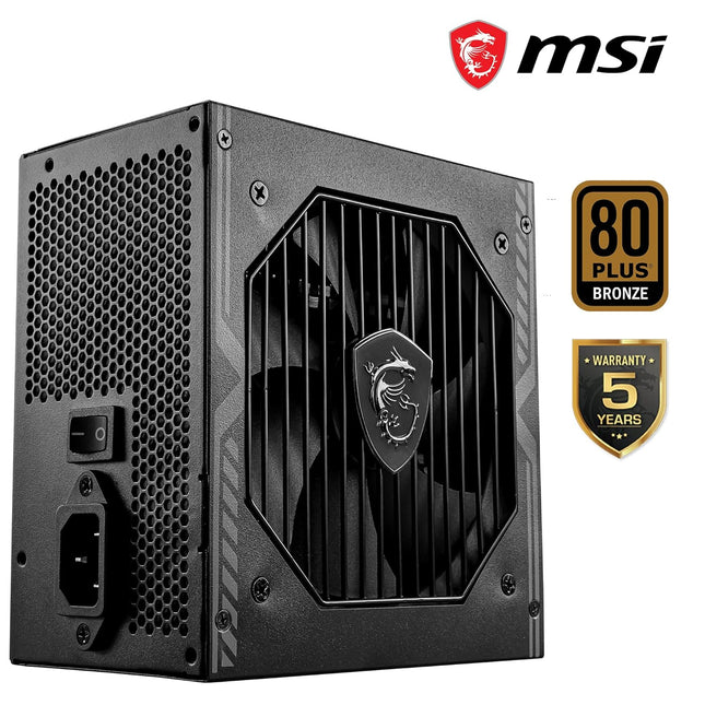 MSI MAG A550BN Gaming Power Supply Unit, 80 Plus Bronze Certified Power Supply, 550 Watt, 12V Single-Rail, DC-to-DC Circuit, 120mm Fan
