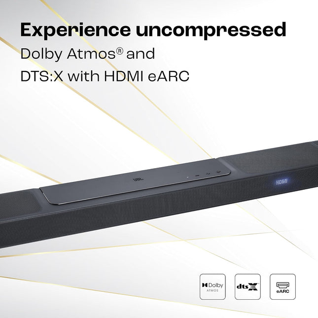 JBL Bar 1300, 11.1.4 Channel Truly Wireless Soundbar, True Dolby Atmos and MultiBeam Surround Sound, 10" Down-Firing Wireless Subwoofer,HDMI eARC, Wi-Fi+BT, Alexa, JBL One App, 1170W,2 yrs Warranty - NEW Sealed Pack