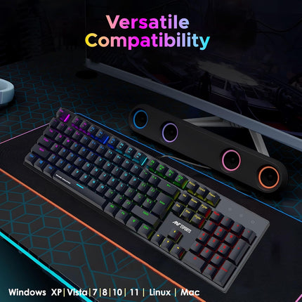 Ant Esports MK3400 V3 Pro Mechanical Gaming Keyboard RGB LED 104 Keys Blue Switch Anti Ghosting Full Size Wired USB PC Keyboard Removable Double Shot Keycaps Ergonomic for PC, Laptop and Mac (Black) - OPENBOX