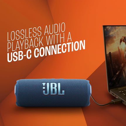 JBL Flip 7 Wireless Portable Bluetooth Speaker, AI Sound Boost, 16Hrs of Playtime, IP68 Water & Dustproof, Multi-Speaker Connection, Personalization App (Blue) | USB C Lossless Audio, Links With Other Speakers For Outdoor Use - New Sealed Pack