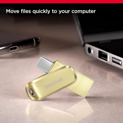 SANDISK Ultra Dual Drive Luxe Type-C 256GB, OTG, Upto 400MB/s, Pendrive, Gold, 5Y Warranty - Openbox