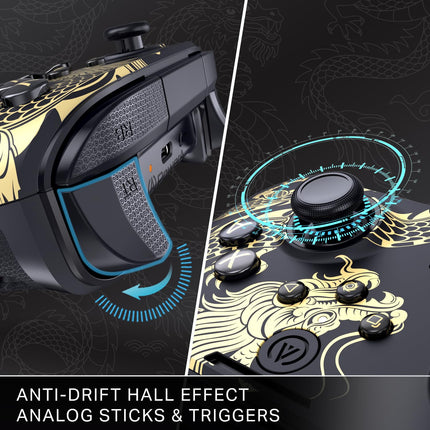 PowerA Battle Dragon™ Advanced Wireless Controller for PC & Cloud Gaming: Magnetic Hall Effect, Asymmetric Rumble Motors, 30h Playtime (Not for iOS)  - Openbox