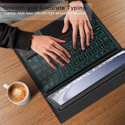 typecase Keyboard case for Samsung Galaxy Tab A11+ / A11 Plus 2025 (11 Inch) & A9+/ A9 Plus 2023 (11 Inch),7-Color Backlit & Touchpad,Multi Angle,Wireless Magnetically Detachable Keyboard Cover-Black - Openbox