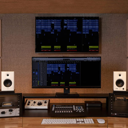 Edifier MR4 Studio Monitor - Smooth Frequency, 1' Silk Dome Tweeter, 4' Diaphragm Woofer, Wooden, RCA TRS, AUX, Ideal for Content Creators - White - NEW