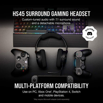 Corsair Hs45-7.1 Wired On Ear Headphones With Mic (Carbon Black) - Openbox