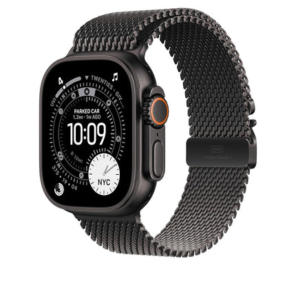 Apple Watch Band - Titanium Milanese Loop - 49mm - Black - Medium - Openbox