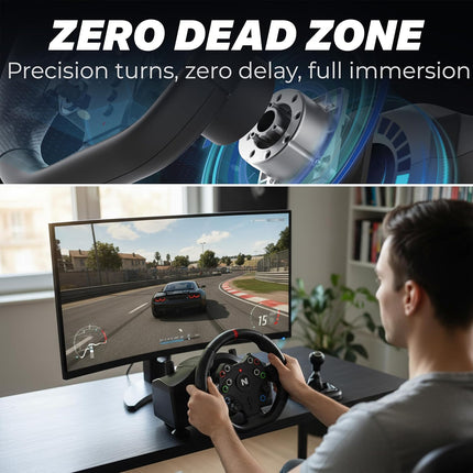 Nitho Drive Pro Sport V23 Gaming Steering Wheel with H-Pattern Gear Shifter and 3 Pedals Set, Racing Wheel for PC, PS4, Switch, Xbox One & Xbox Series X|S, 270° Zero Dead Zone Car Driving Simulator - OPENBOX