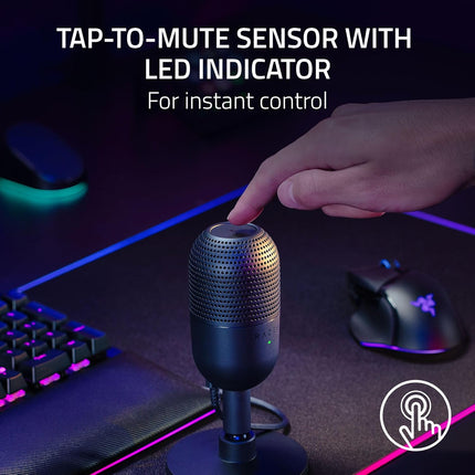 Razer Seiren V3 Mini USB Microphone: Condenser Mic - Supercardioid Pickup Pattern - Tap-to-Mute Sensor with LED Indicator - Shock Absorber - Ultra Compact - PC, Discord, OBS Studio, XSplit - Openbox