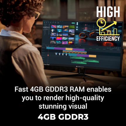 ZEBRONICS GT740-4GD3 Graphics Card,pci_e_x16 Powered by NVIDIA,4GB GDDR3,128-Bit,Pcie3.0,Upto 2560 X 1440 @60Hz,Multiple Outputs-HDMI | DVI | VGA,Physx Support,Heatsink with Fan,High Efficiency - Openbox