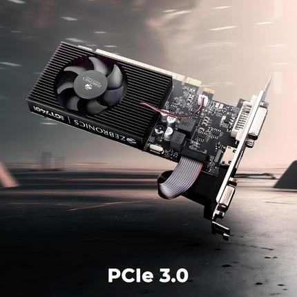 ZEBRONICS GT740-4GD3 Graphics Card,pci_e_x16 Powered by NVIDIA,4GB GDDR3,128-Bit,Pcie3.0,Upto 2560 X 1440 @60Hz,Multiple Outputs-HDMI | DVI | VGA,Physx Support,Heatsink with Fan,High Efficiency - Openbox
