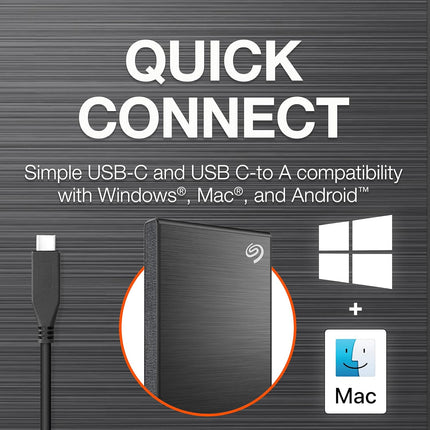 Seagate One Touch 2 TB External SSD up to 1030 Mb/s, for Windows and Mac, with Android App, 3 yr Data Recovery Services, Portable Solid State Drive Black