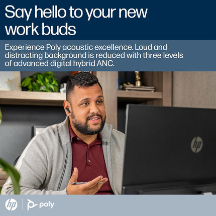 Poly (Plantronics + Polycom)Voyager Free 60 UC True Wireless Earbuds, In-Ear W/Noise-Canceling Mic, 5.8G, Compatible W/Iphone, Android, PC/Mac, Zoom, Teams, Up To 16.5 Hours Talk Time, Black - Openbox