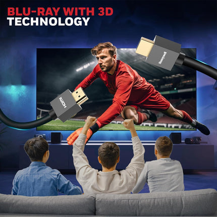 Honeywell HDMI Cable v2.0 with Ethernet, 3D/4K@60Hz Ultra HD Resolution, 2 Mtr, 18 GBPS Transmission Speed, High-Speed, Compatible with all HDMI Devices Laptop Desktop TV Set-top Box Gaming Console - OpenBox