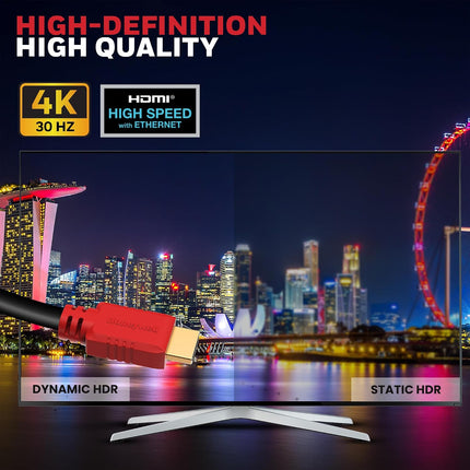 Honeywell HDMI 1.4 Cable with Ethernet (32.8ft/10M) High Speed HDMI Cable 10.2GBPS | Supports 3D /4Kx2K Ultra High Definition | 3D Home Theatre | 3D Gaming | Black - OPENBOX
