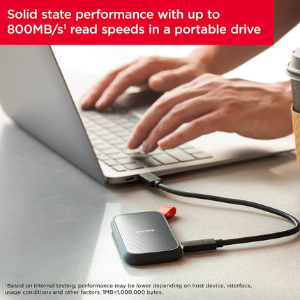 SANDISK 1TB Portable SSD, 800MB/s R, USB 3.2 Gen 2, Rugged SSD with Upto 2 Meter Drop Protection, Type-C to Type-A Cable, PC & Mac Compatible, External SSD - Openbox
