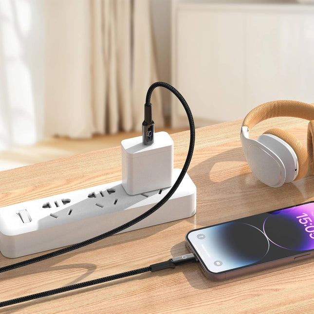 Neopack 1.5M USB-C to Lightning Connector Smart Auto-off Cable 30W Compatible with iPhone, Macbooks, iPad and More (Black)