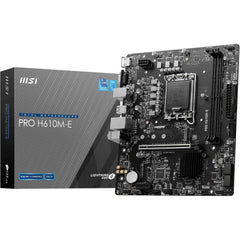 MSI PRO H610M-E Motherboard, Micro-ATX - Supports 14th/13th/12th Gen Intel Core Processors, LGA 1700 - DDR5 Memory Boost 5600MHz/MAX, PCIe 4.0 x16 Slot, M.2 Gen3 Slot - Openbox