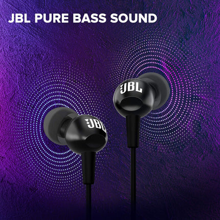 JBL C100SI Wired In Ear Headphones With Mic, Pure Bass Sound - Openbox